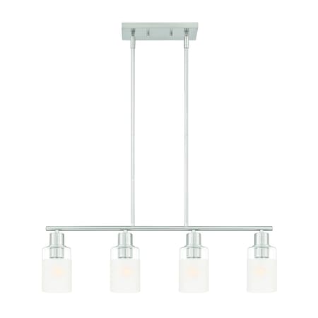 Designers Fountain Cedar Lane 60 Watt 4 Light Brushed Nickel Pendant with Clear Etched Glass Shade D236M-IS-BN